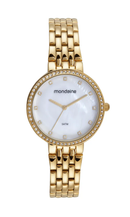 Relógio Mondaine Feminino Madrepérola com Cristais Dourado – 32741LPMVDE1