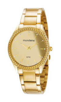 Relógio Mondaine Feminino Espelhado com Cristais Dourado – 32347LPMVDE1