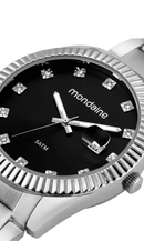 Relógio Mondaine Feminino Cristais Catraca Serrilhada Prata – 32841L0MVNE2