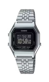 Relógio Digital Vintage LA680WA-1B Prata Unissex