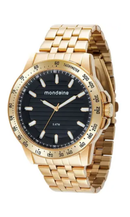 Relógio Mondaine Masculino Dourado com Mostrador Preto 76786GPMVDE1